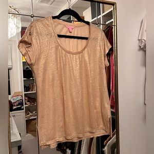Gold Lilly Pulitzer Short Sleeve Top